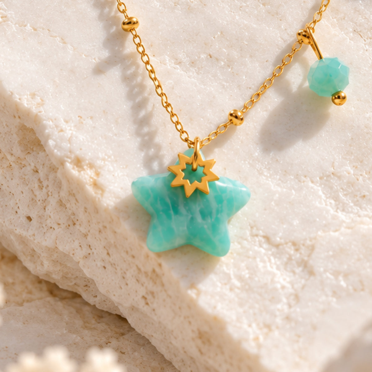 Serena  14K Real Gold Plated Green Aventurine Necklace