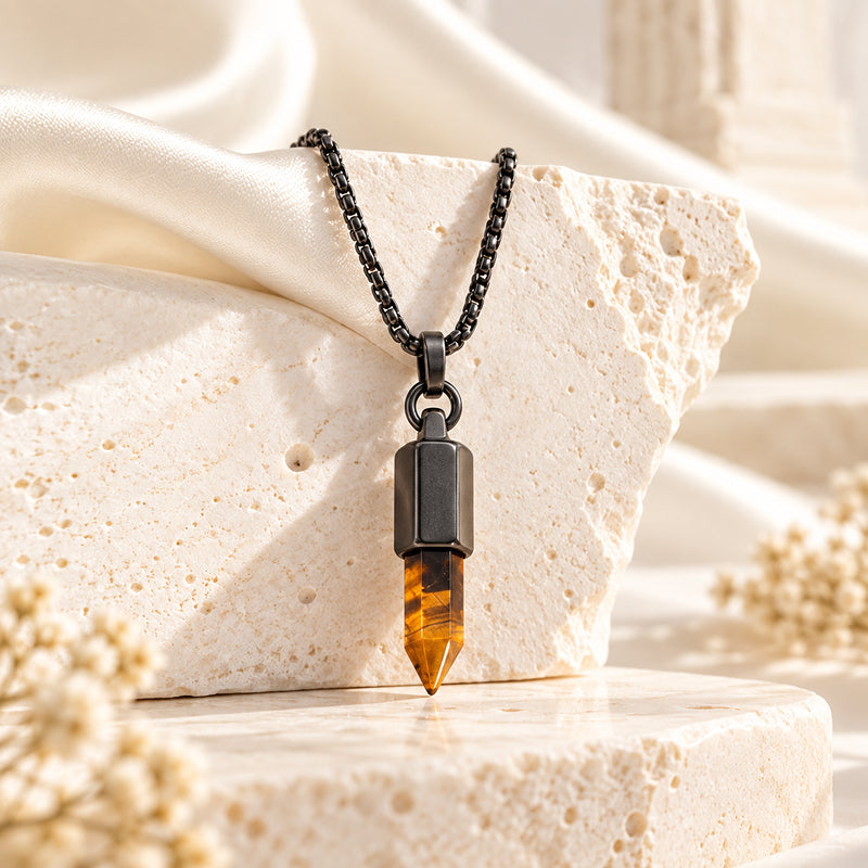 Lennox Tiger Eye Bullet Pendant Necklace