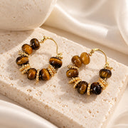 Aveline Tiger Eye Hoop Earrings
