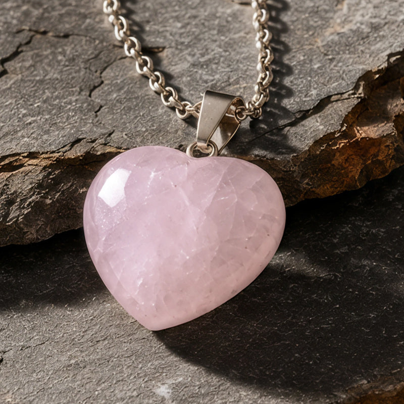Rose Quartz Heart Pendant Necklace