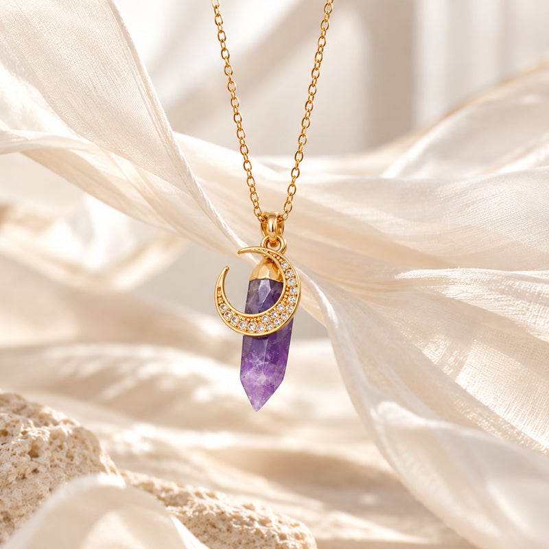 Selene Amethyst Moon Necklace