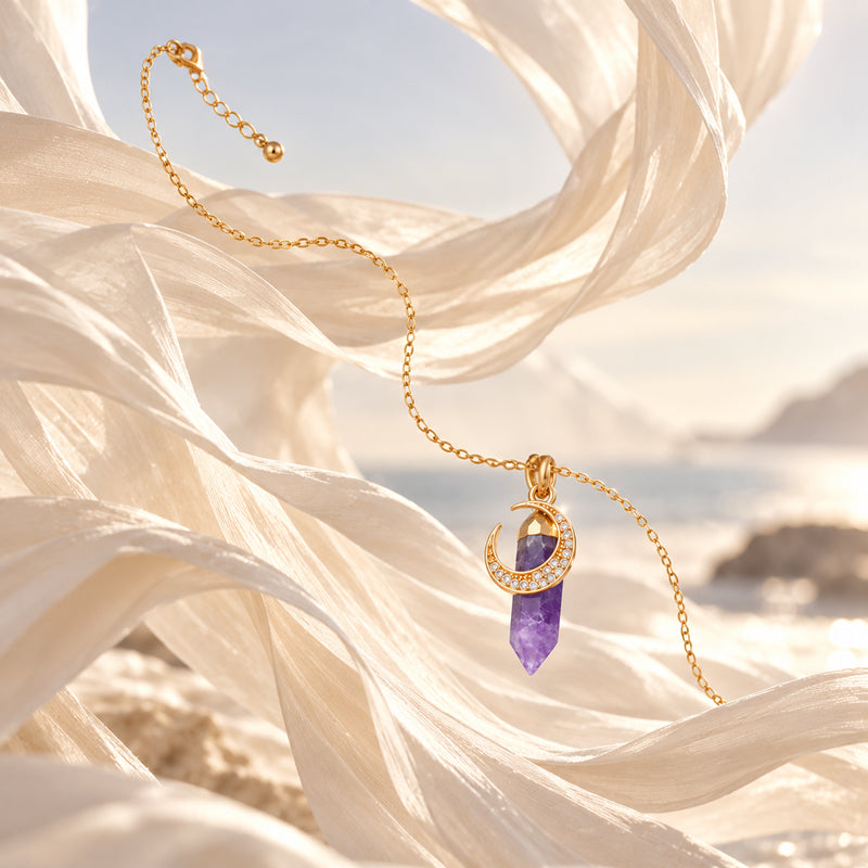 Selene Amethyst Moon Necklace