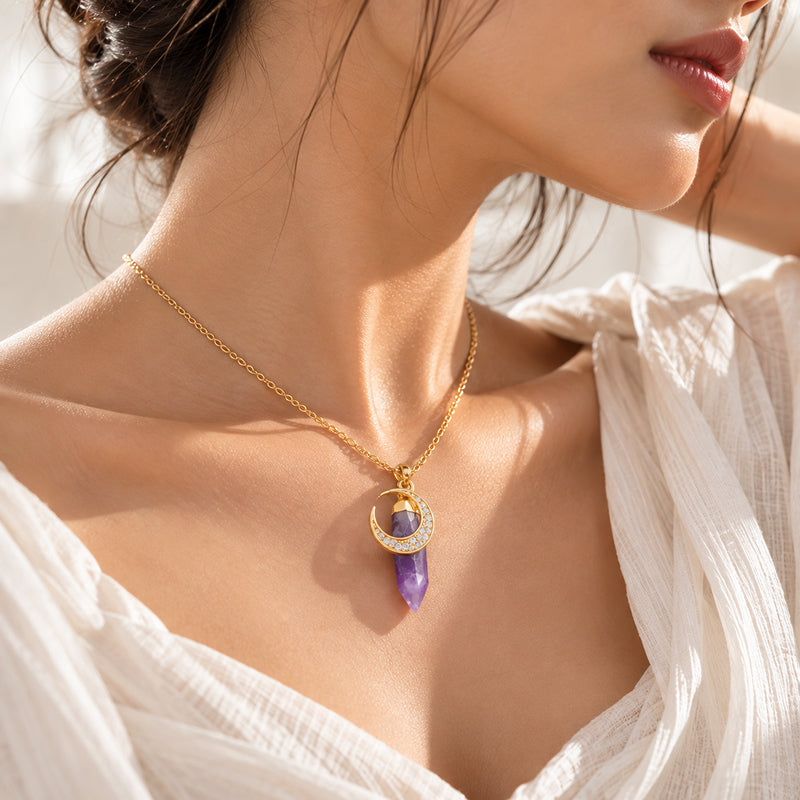 Selene Amethyst Moon Necklace