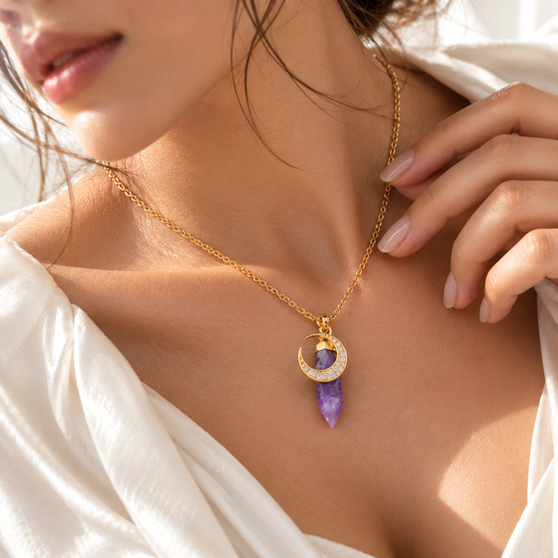Selene Amethyst Moon Necklace