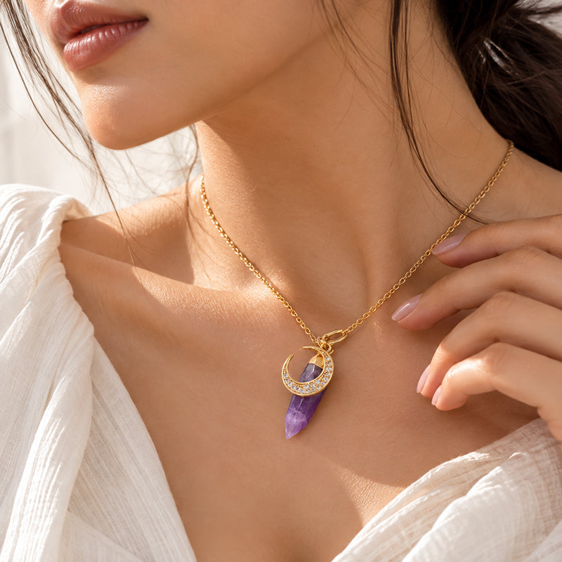 Selene Amethyst Moon Necklace