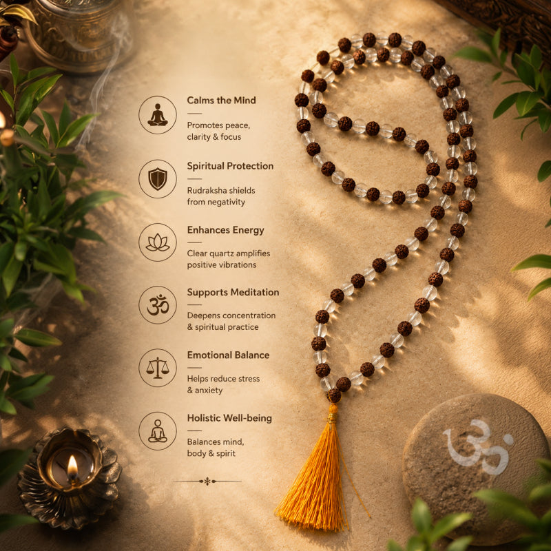 Rudraksha & Spatika Japa Mala