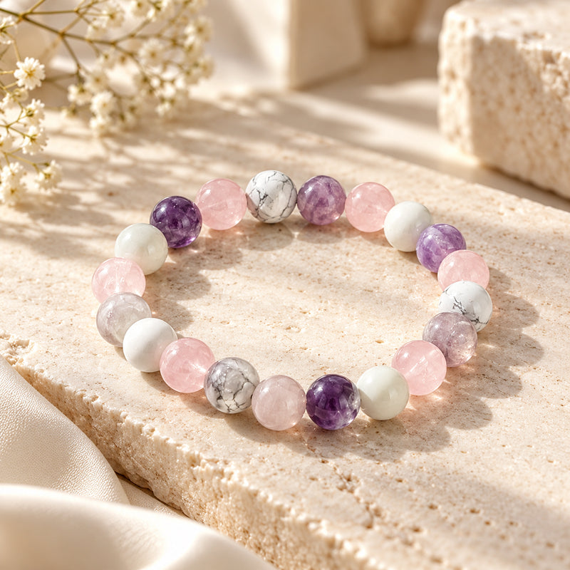 Sleep Serenity Bracelet – Howlite, Amethyst & Rose Quartz