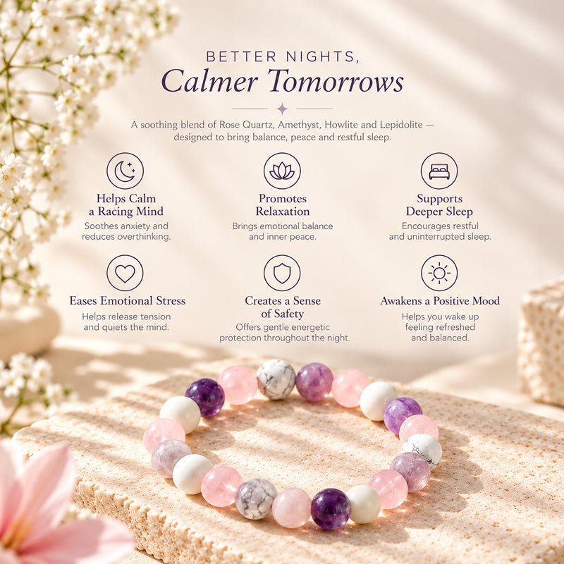 Sleep Serenity Bracelet – Howlite, Amethyst & Rose Quartz