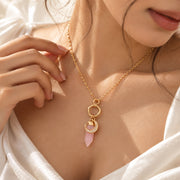 Elara Rose Quartz Moon Necklace